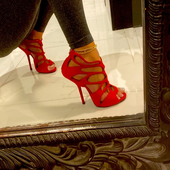 Giuseppe Zanotti red-orange suede heel - Picture 9 of 9